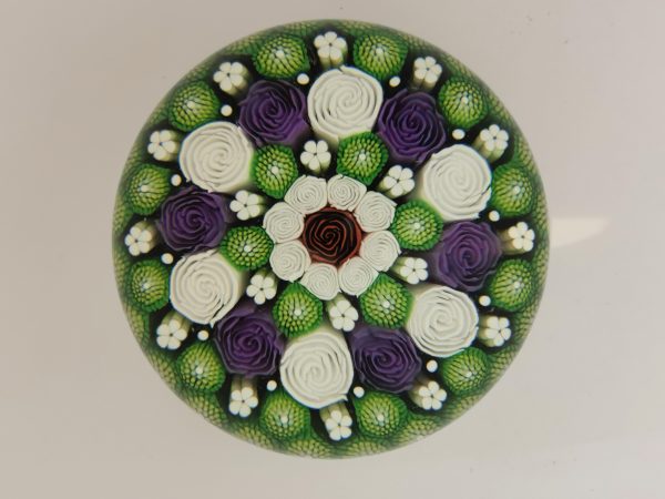 SOLD -Mike Hunter / Twist Glass - Roses concentric - green